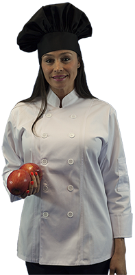 Women’s Chef Coat with Plastic Button Long Sleeve