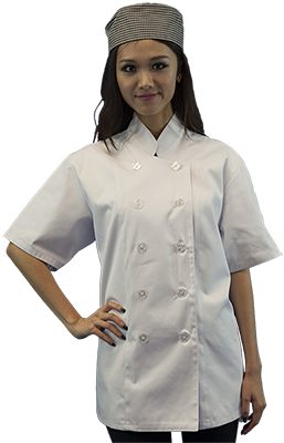 Women’s Chef Coat with Plastic Button Short Sleeve